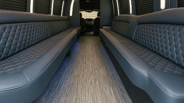 Interior of Charter Bus Company Alpharetta's 20 Passenger Party Bus in Alpharetta