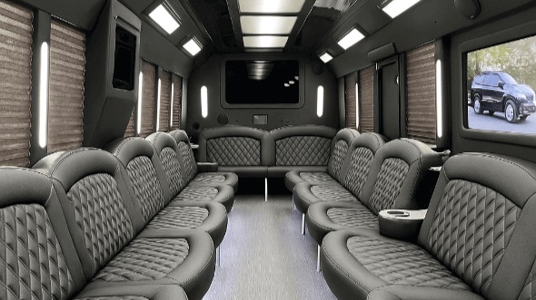 Interior of Charter Bus Company Johns Creek's 25 Passenger Party Bus in Johns Creek