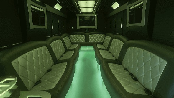 Interior of Charter Bus Company Johns Creek's 28 Passenger Party Bus in Johns Creek