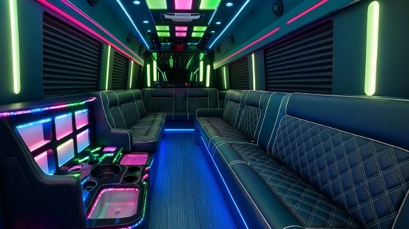 Interior of Charter Bus Company Smyrna's 28 Passenger Party Bus in Smyrna