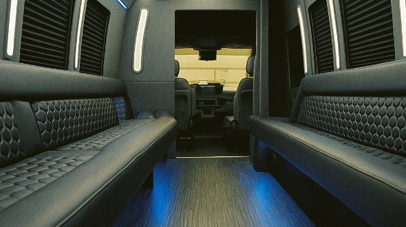Interior of Charter Bus Company Stonecrest's 28 Passenger Party Bus in Stonecrest