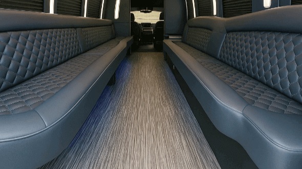 Interior of Charter Bus Company Sandy Springs's 50 Passenger Party Bus in Sandy Springs
